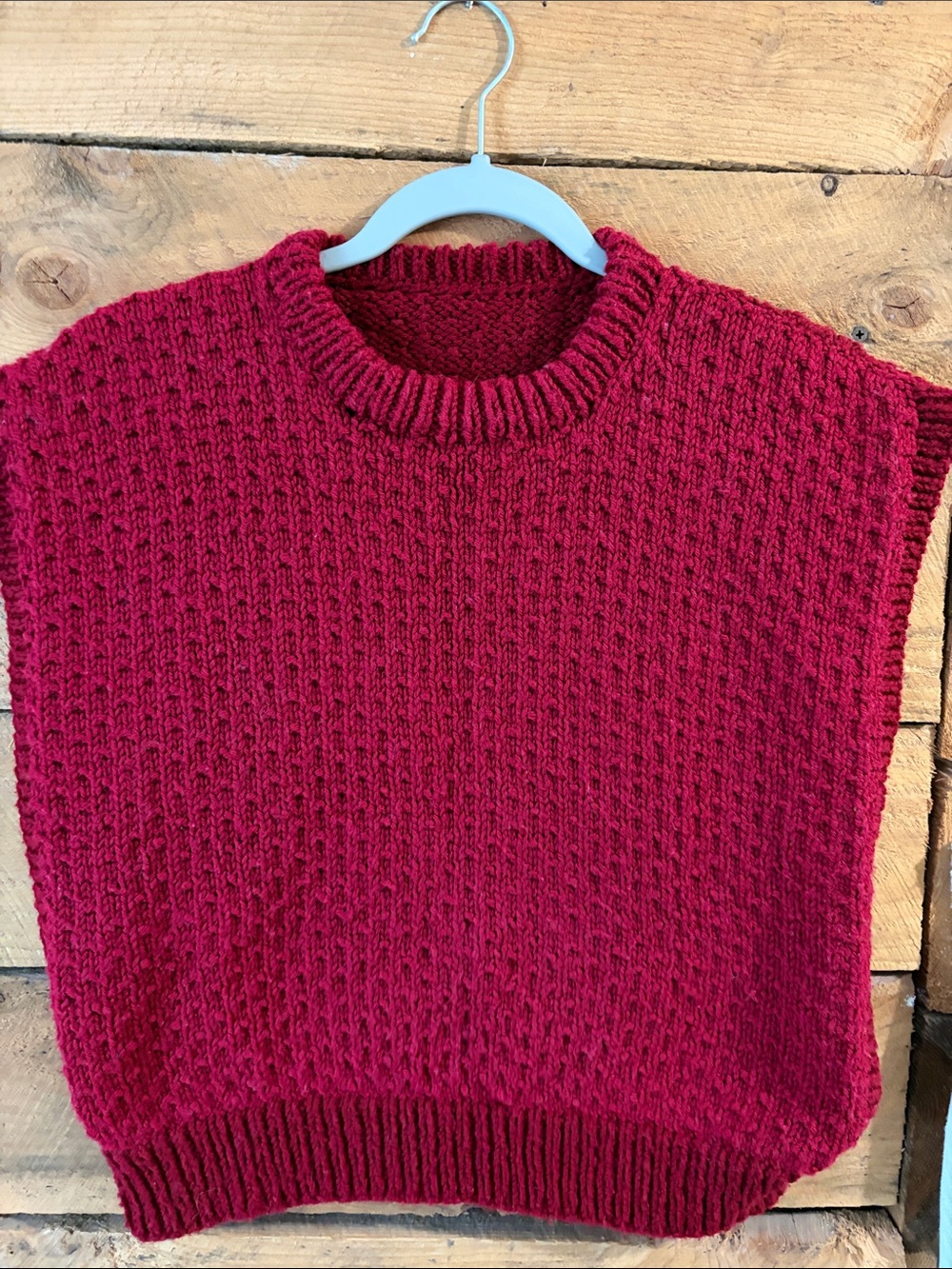 Chunky Raspberry Knit Sleeveless Sweater Vest Handmade